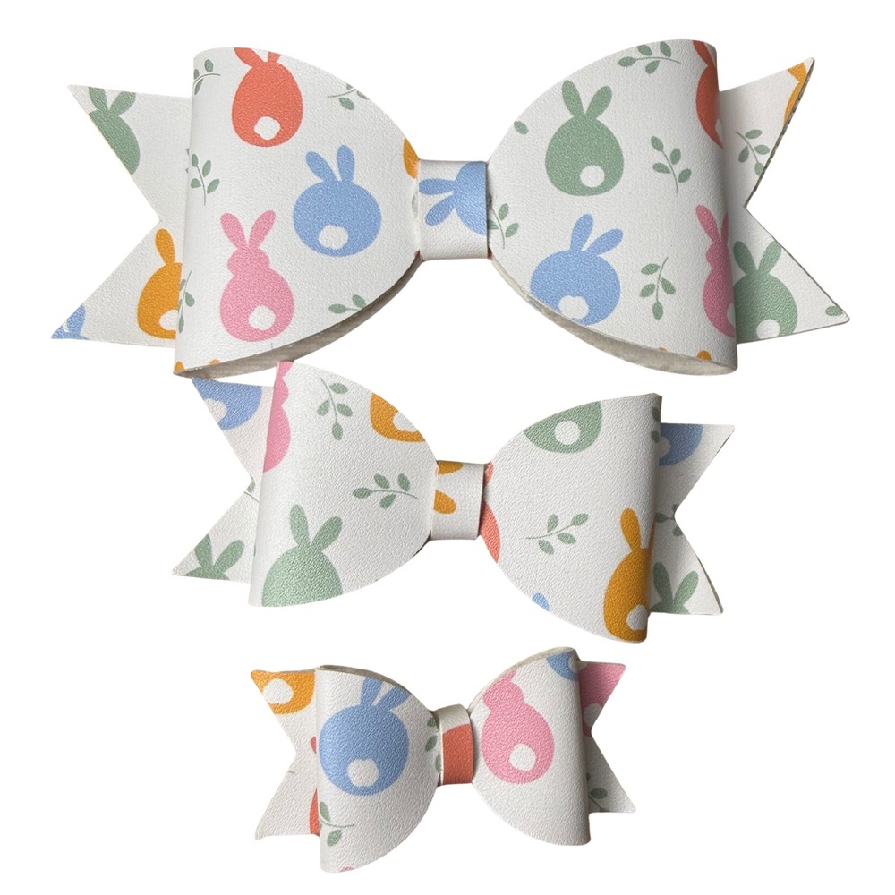 Colorful Bunny Print Hair Bows